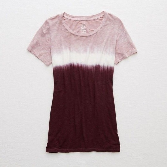 aerie Tops - aerie ‘Real Soft’ tie dye ombré plum t-shirt